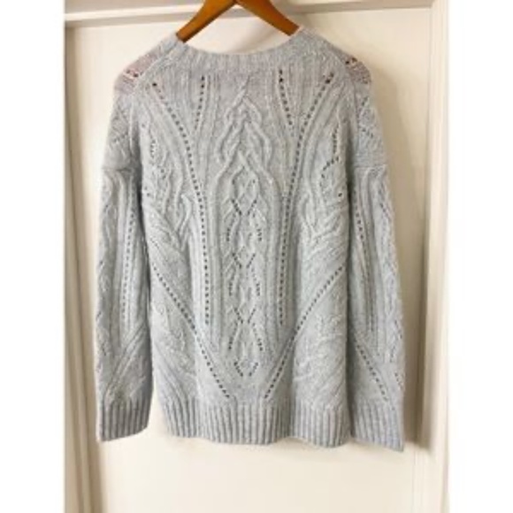 Vince Textured Cable Knit Tunic Sweater in Blue - Picture 9 of 14